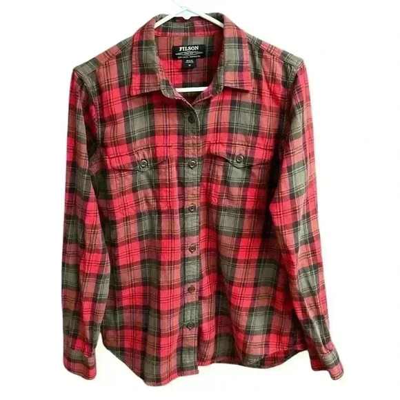 Filson Women’s Plaid Flannel Scout Shirt Size M Christmas Fireside Preppy - Picture 4 of 4